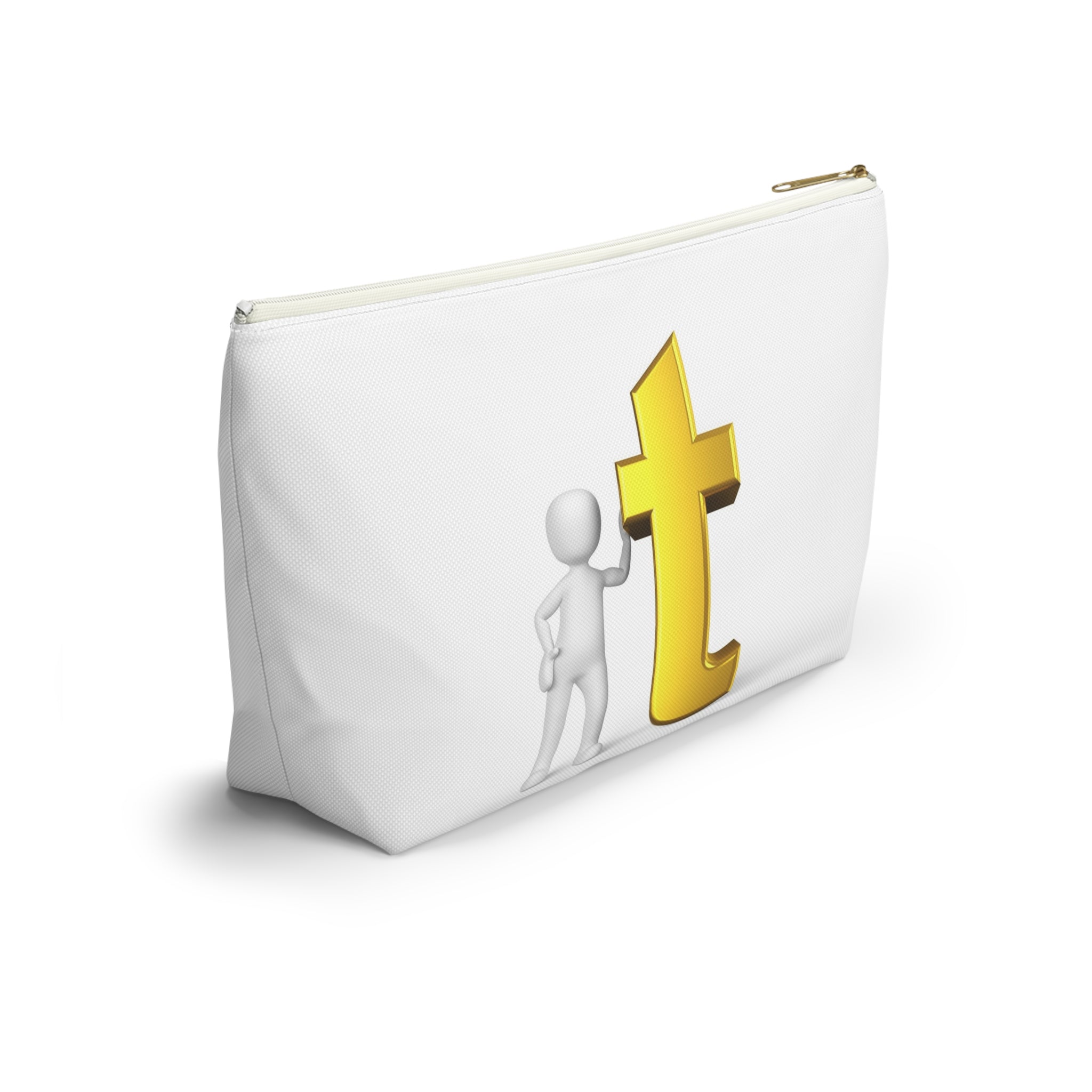 Gold Letter T Monogram Accessory Pouch | T-Bottom Makeup Bag