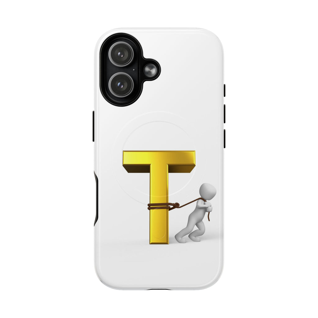 Gold Letter T with Tugging Figure phone case | Magnetic Tough Case