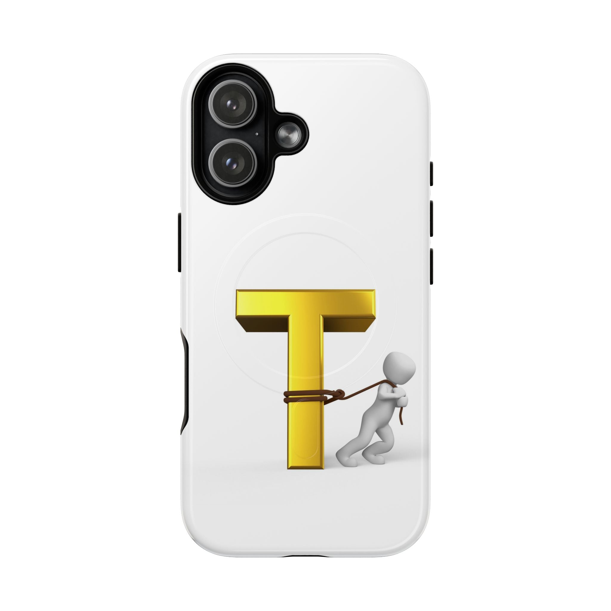 Gold Letter T with Tugging Figure phone case | Magnetic Tough Case