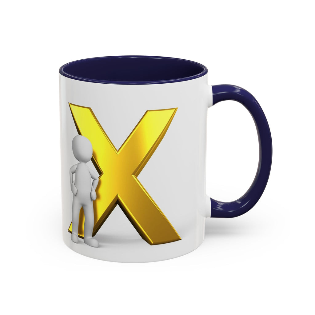 Mug à anse avec lettre X dorée et figurine 3D | Mug à café 11oz 15oz