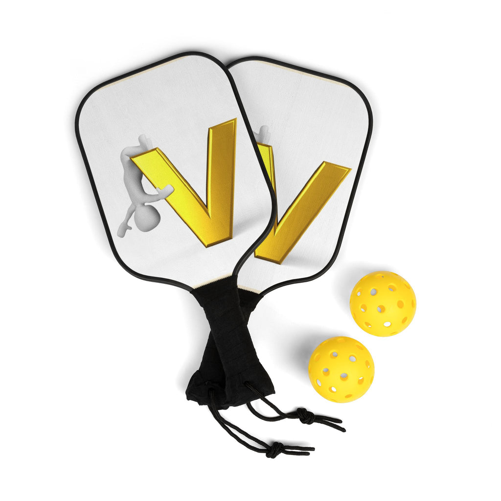 Gold Letter V Logo Pickleball Paddle