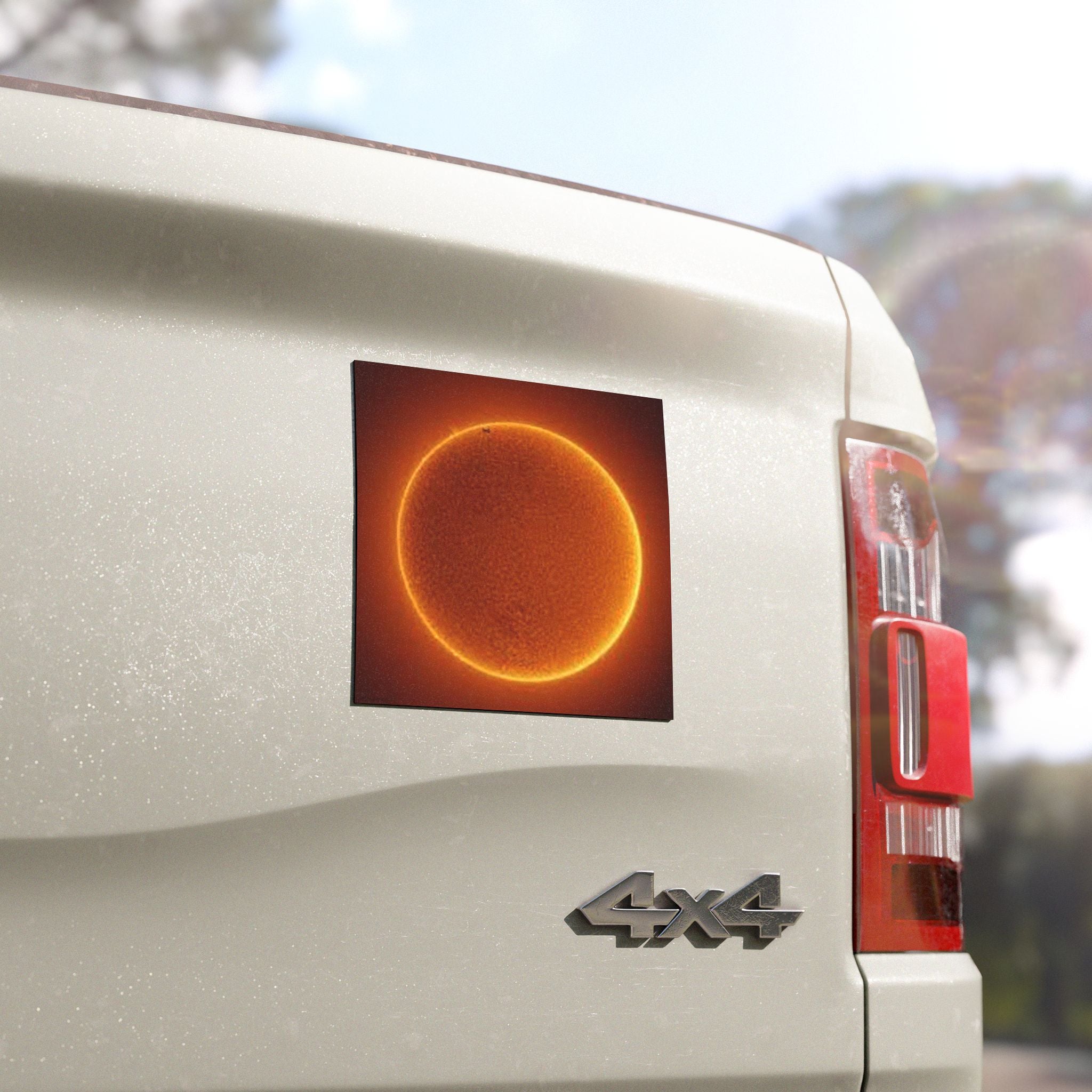 Solar Eclipse Sun Illustration Car Magnet | Orange Halo Sun Magnet