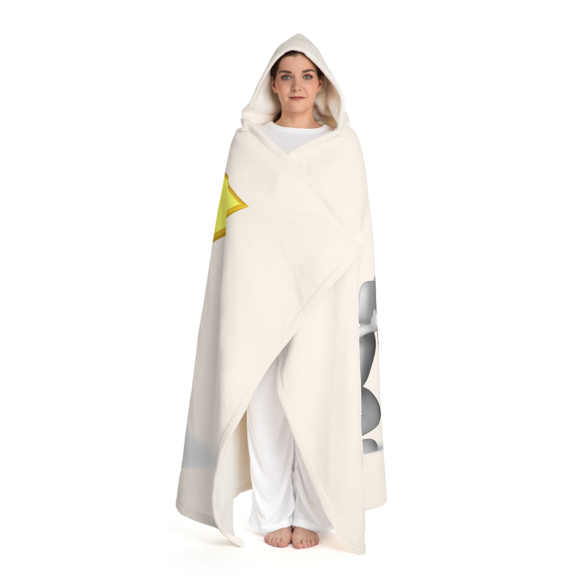 Gold Letter K With Figure Hooded Blanket | Hooded Sherpa Fleece Blanket