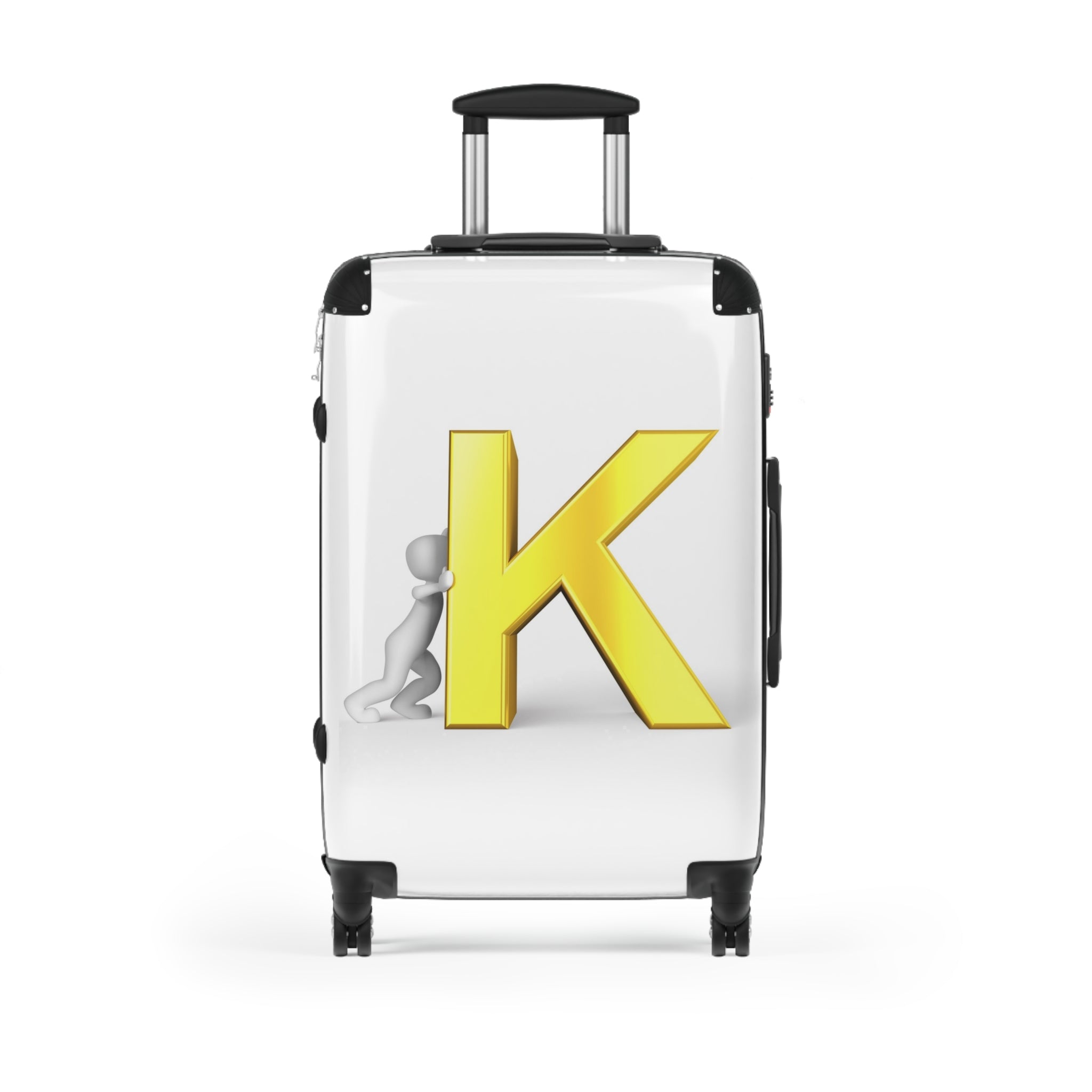 Yellow Letter K Monogram Suitcase | Personalized Initial Luggage