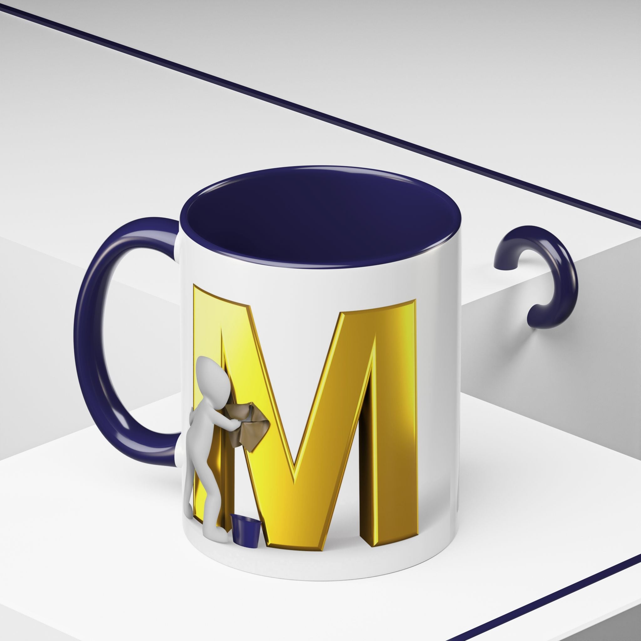 Goldfarbene Buchstabe M mit Farbklecks-Akzent Tasse | Kaffeetasse