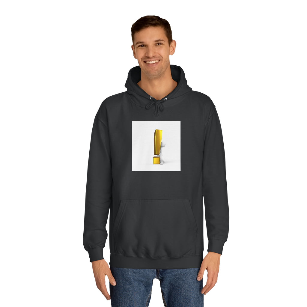 Gold Exclamation Mark Hoodie | Minimal Symbol Sweatshirt