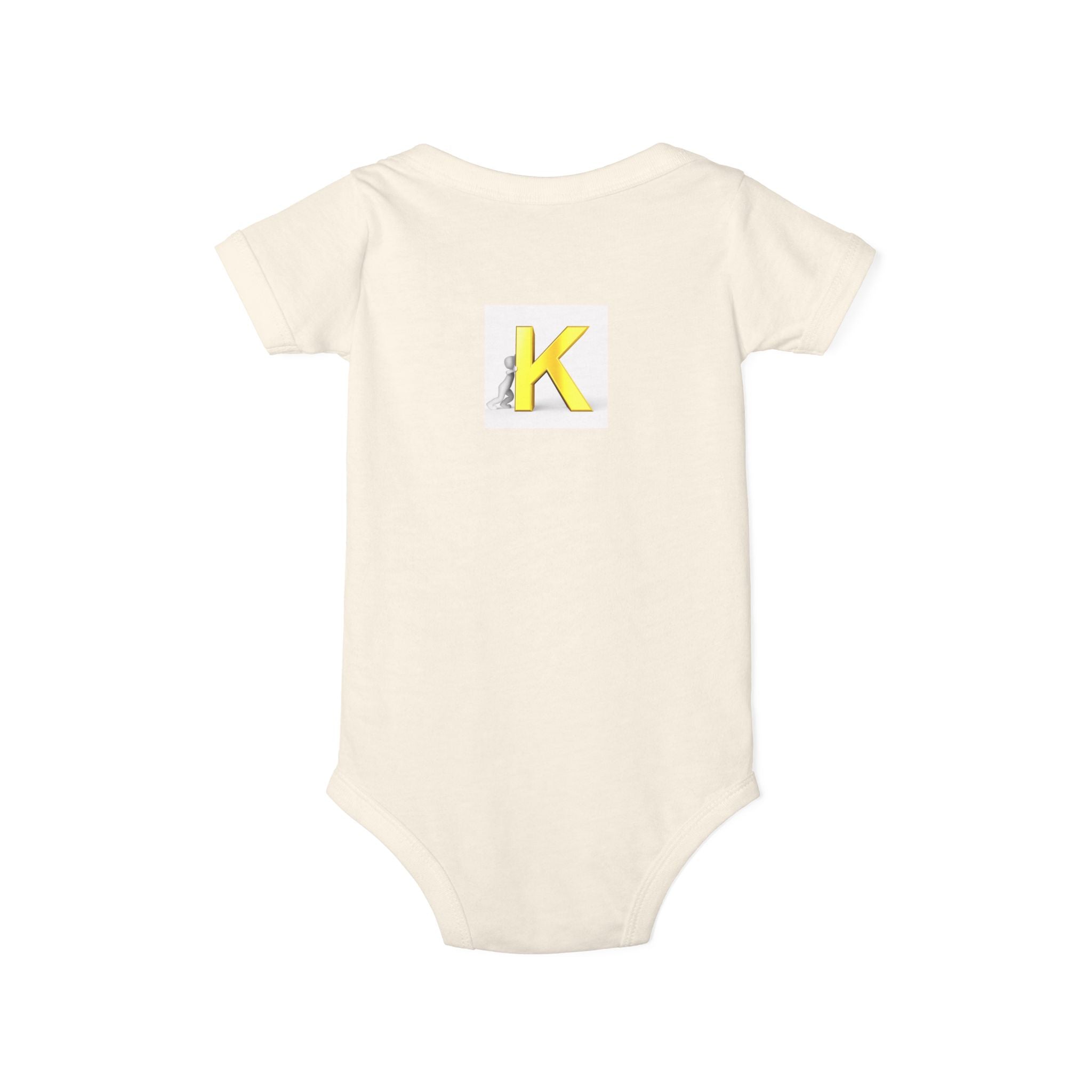 Yellow Letter K Monogram Baby Bodysuit | Infant Onesie Initial