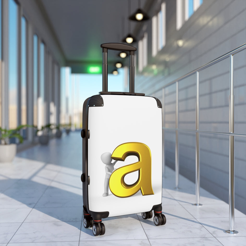 3D Gold Letter A with Figure Suitcase | Monogram Luggage