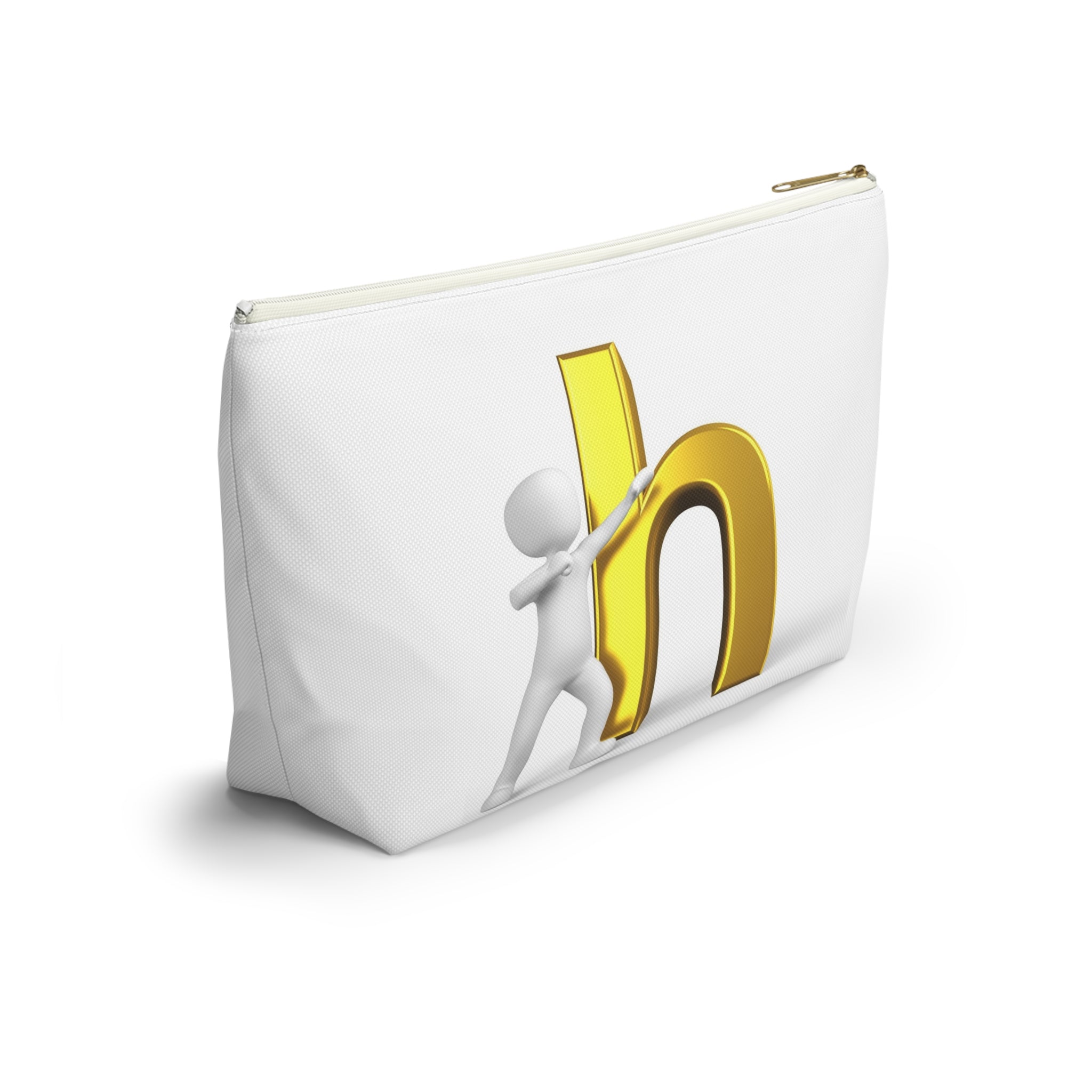 3D Person Pushing Gold Letter H Accessory Pouch