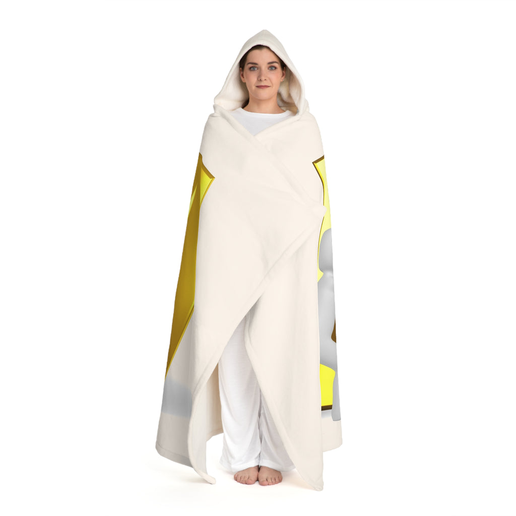 Gold Letter M With Character Hooded Blanket | Sherpa Fleece Hooded Blanket