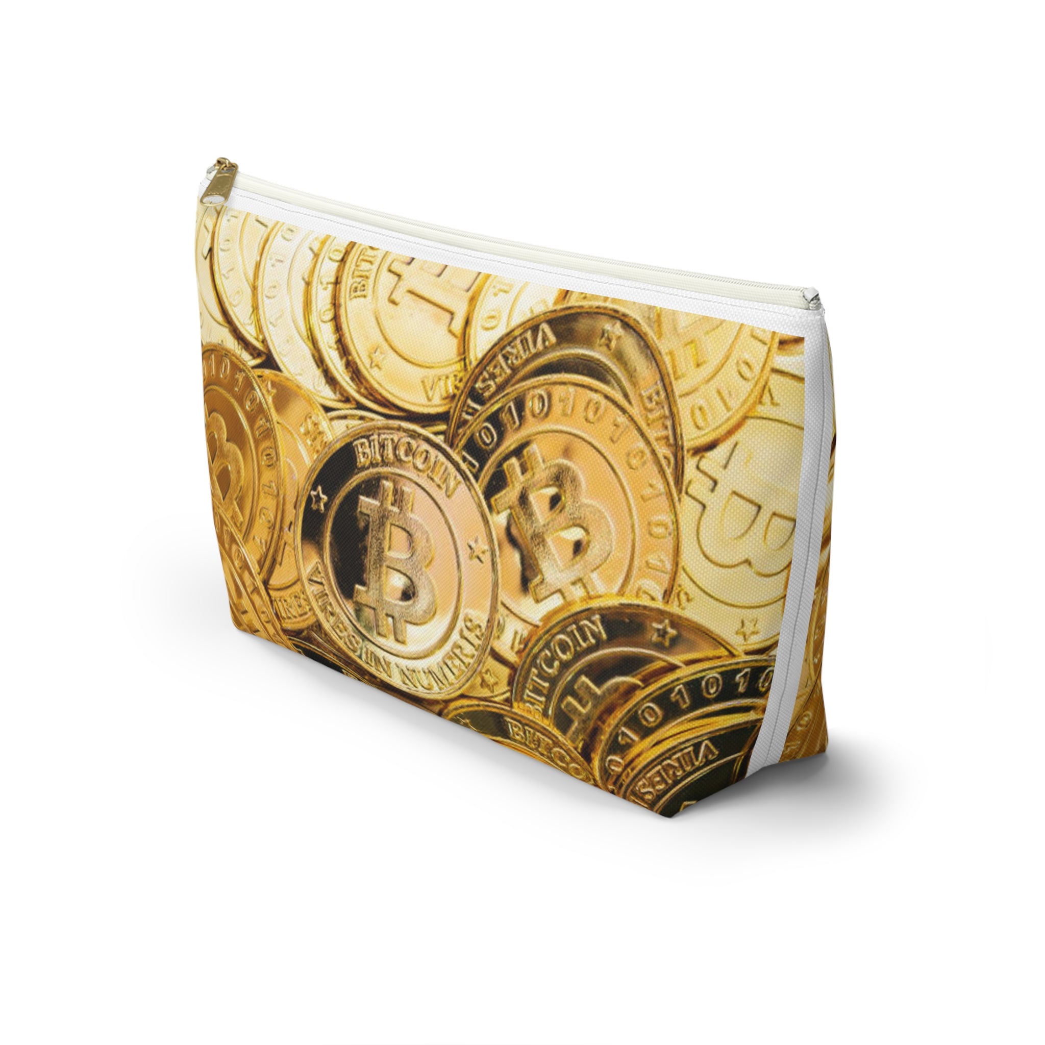 Bitcoin Coin Print Accessory Pouch | T Bottom Cosmetic Bag