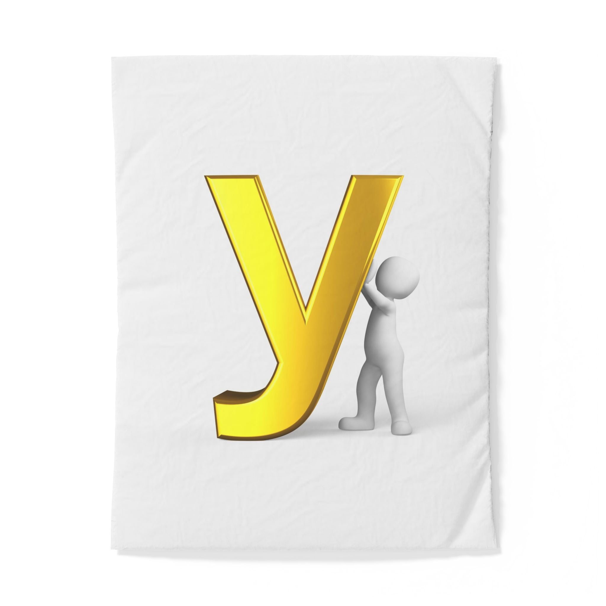 Gold Letter Y duvet cover | Monogram initial cotton duvet