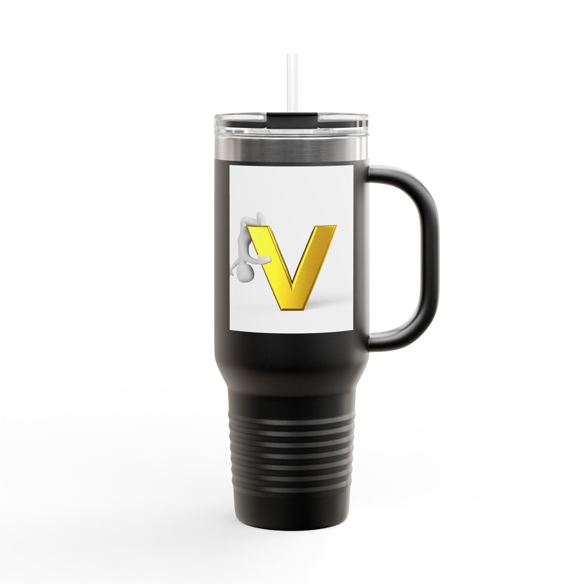 Gold Letter V Monogram Travel Mug | 40oz Insulated Tumbler