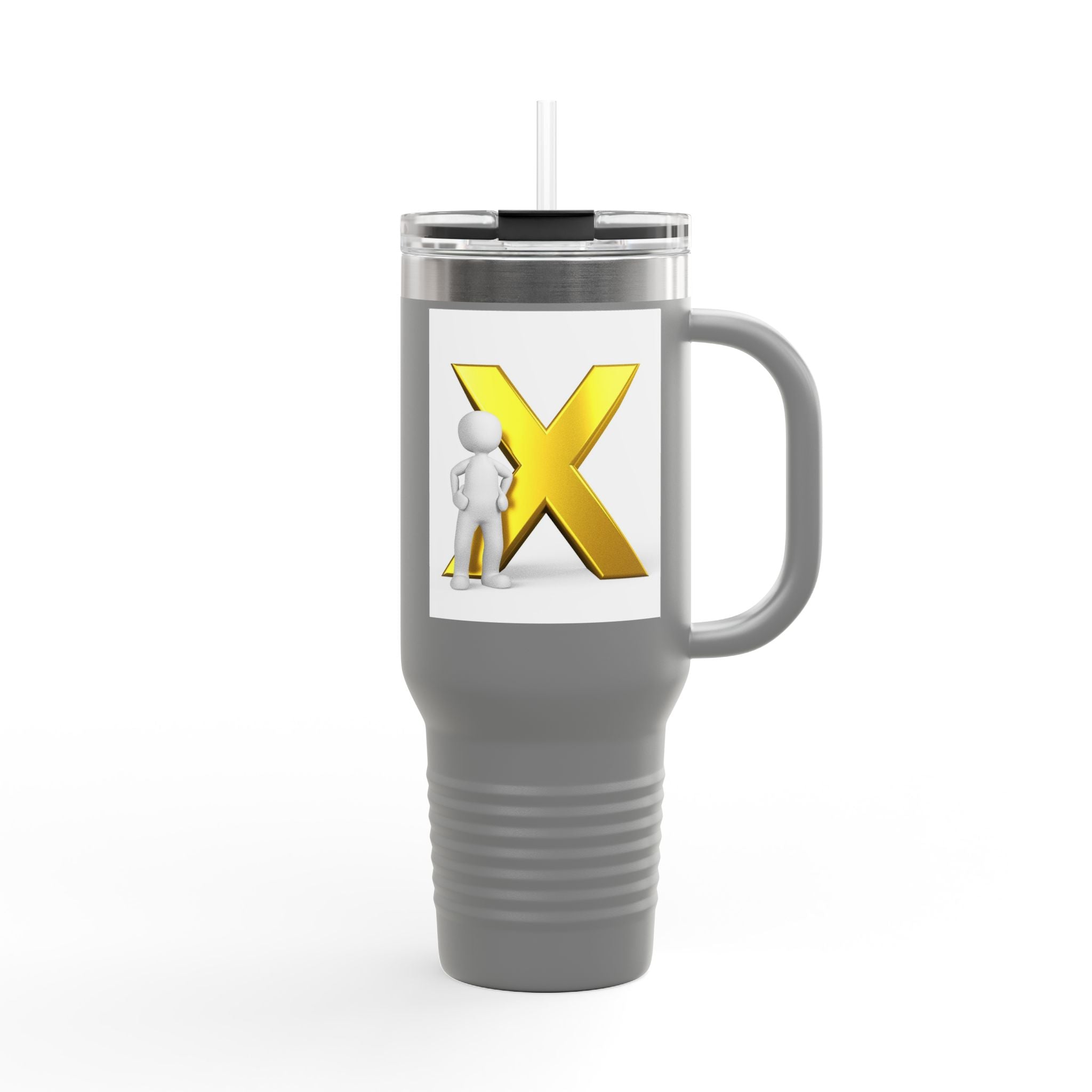 3D Person with Gold X Tumbler 40oz