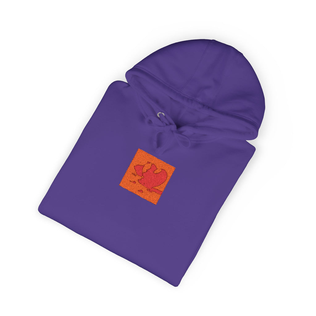 Orange Phoenix Pixel Art Hoodie | Square Chest & Sleeve Patch