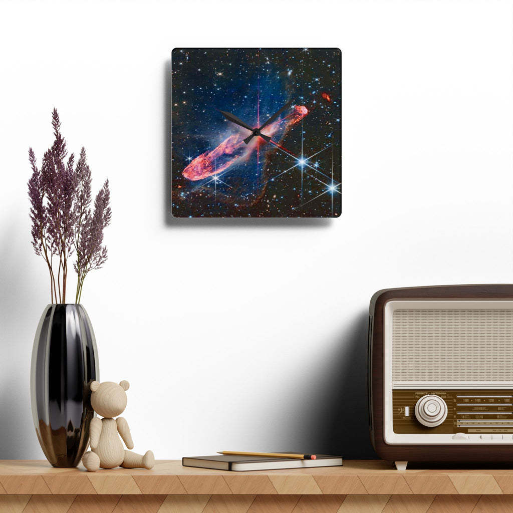 Galaxy Nebula Space Art Acrylic Wall Clock | Cosmic Starburst Decor