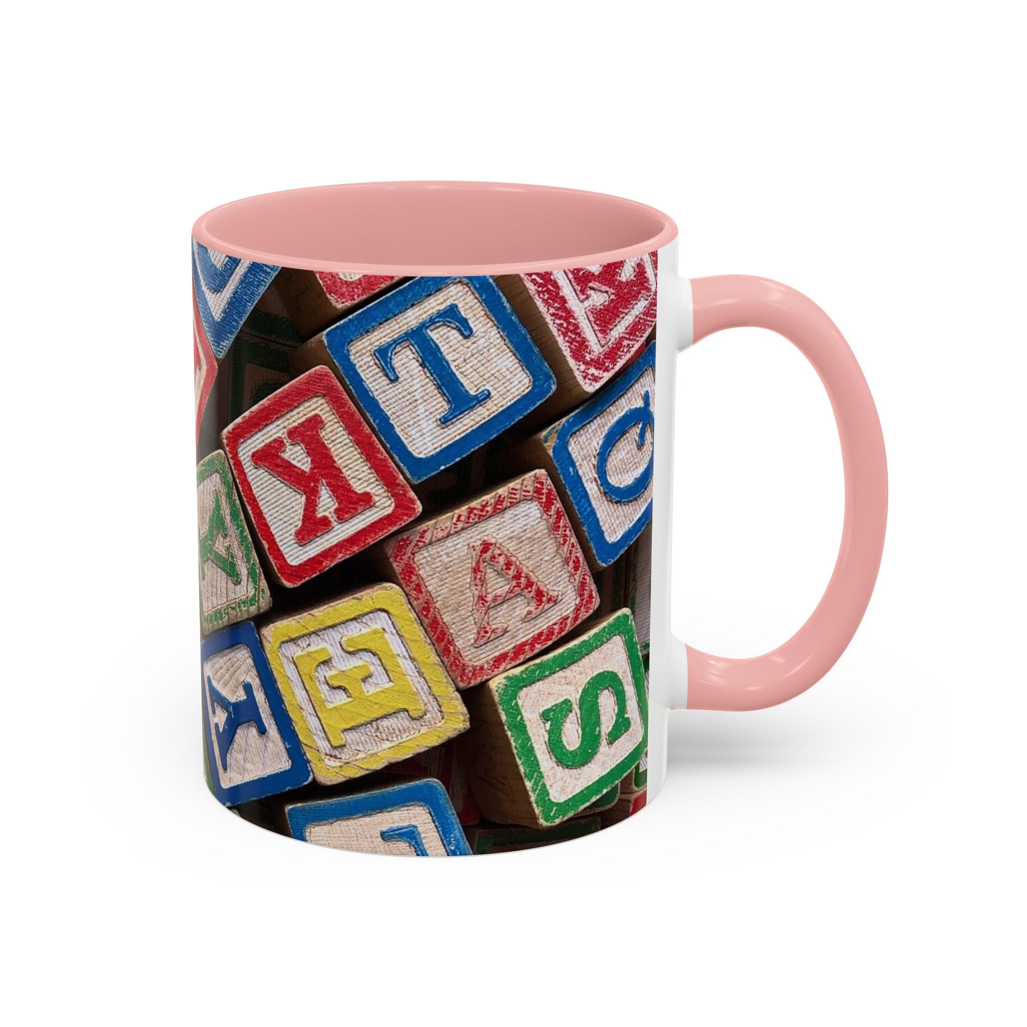 Alphabet Blocks Accent Coffee Mug | Kids Toy Letter Pattern