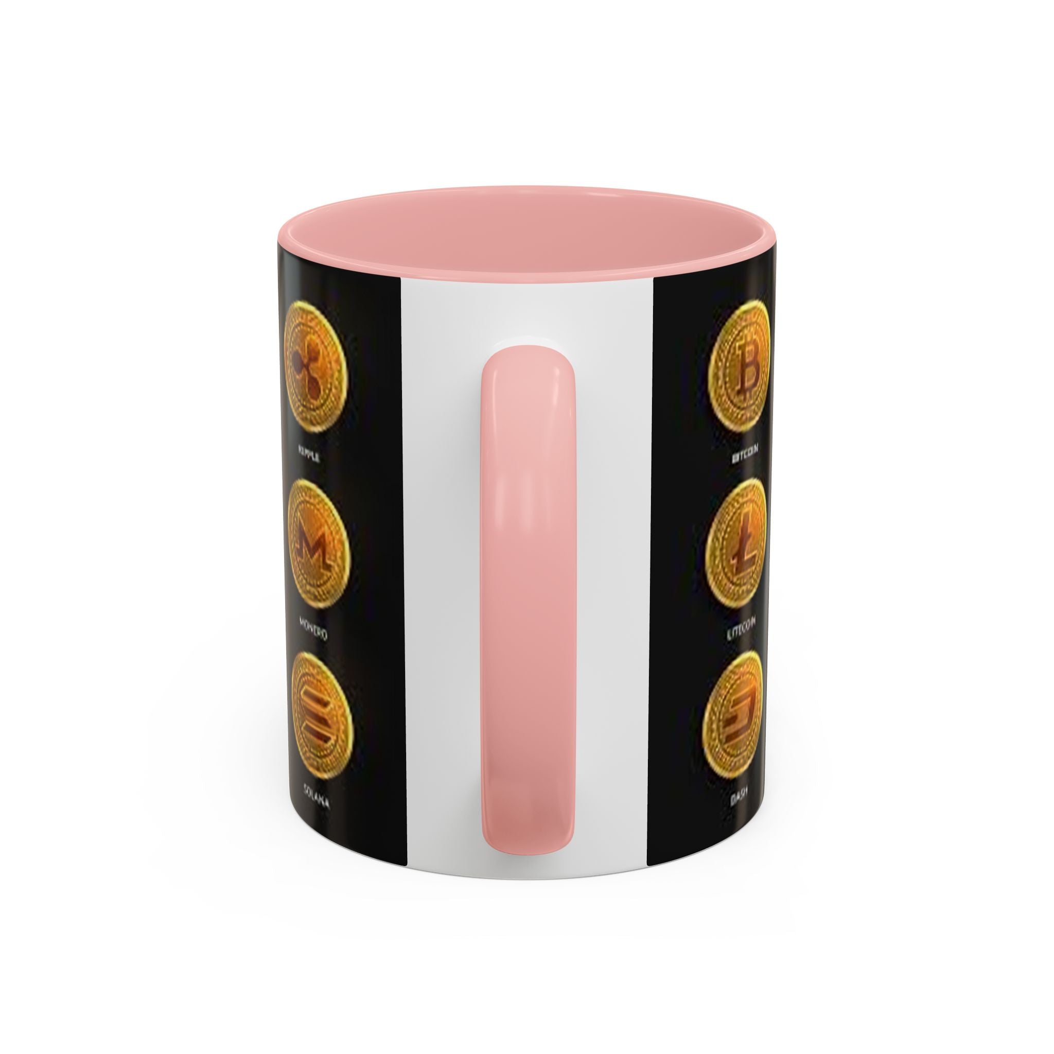 Cryptocurrency Coin Icons Accent Mug | Bitcoin Ethereum Litecoin Doge Coffee Mug