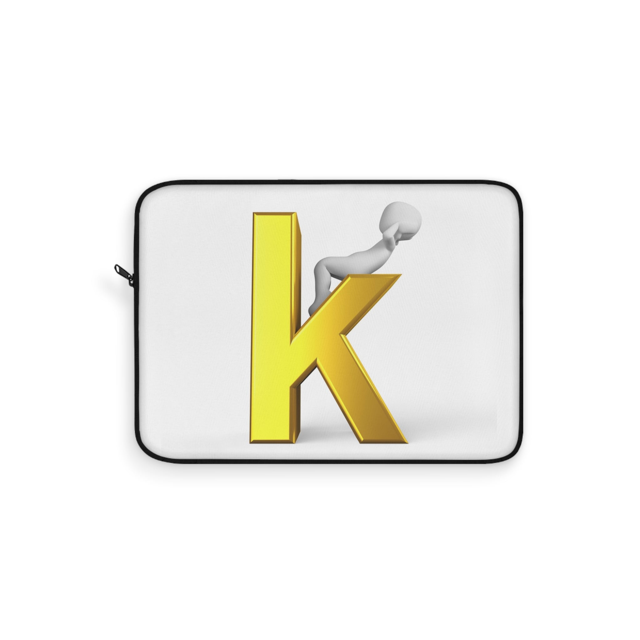 Gold Letter K Monogram Laptop Sleeve | Initial K Notebook Case