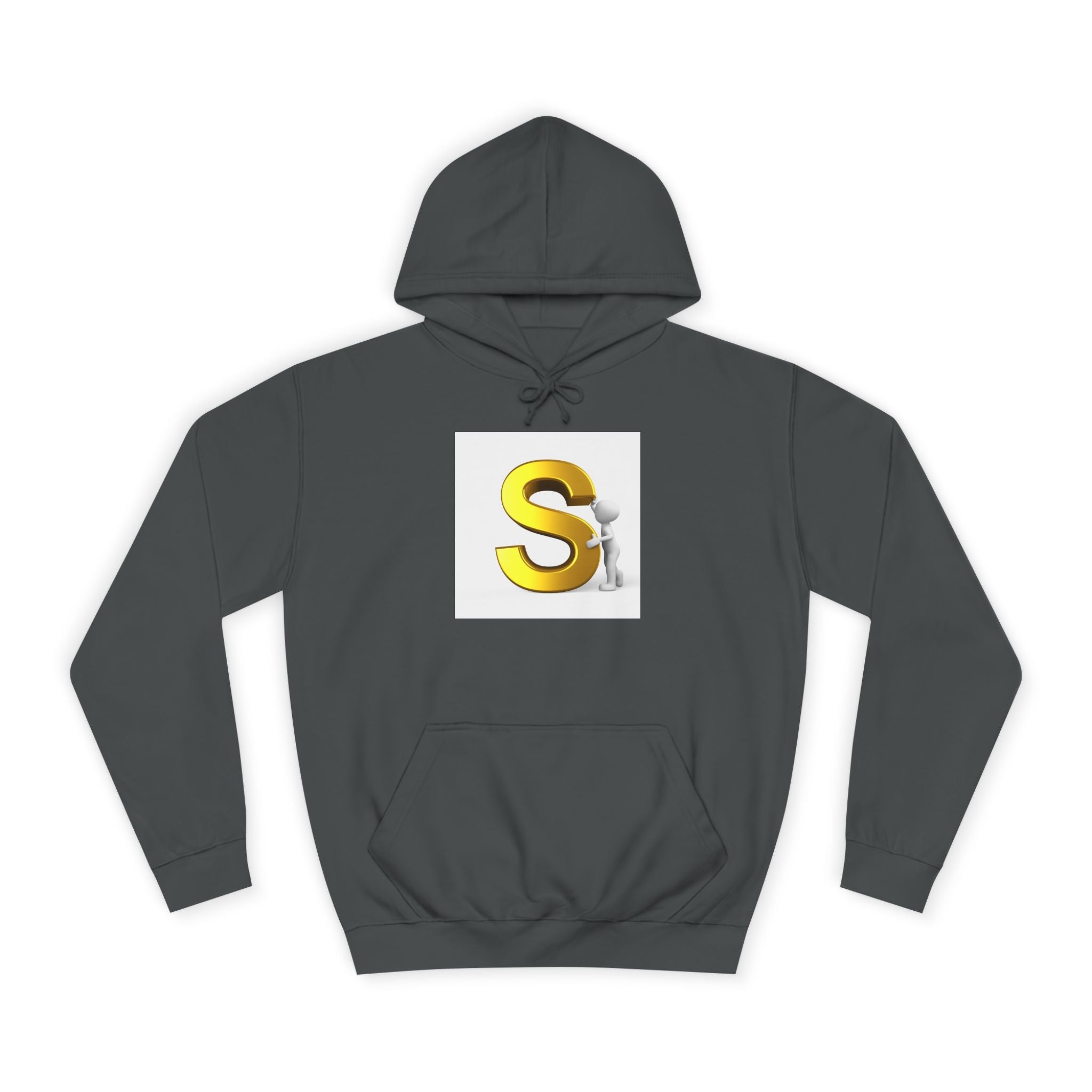 Gold Letter S with Character Hoodie | Initial Monogram Sweatshirt