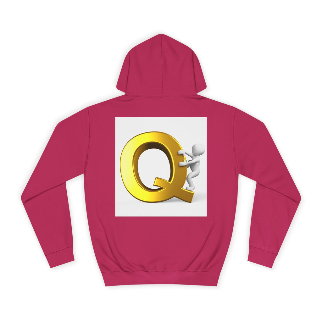 Golden Q Letter Hoodie | 3D Character Climbing Initial Sweatshirt