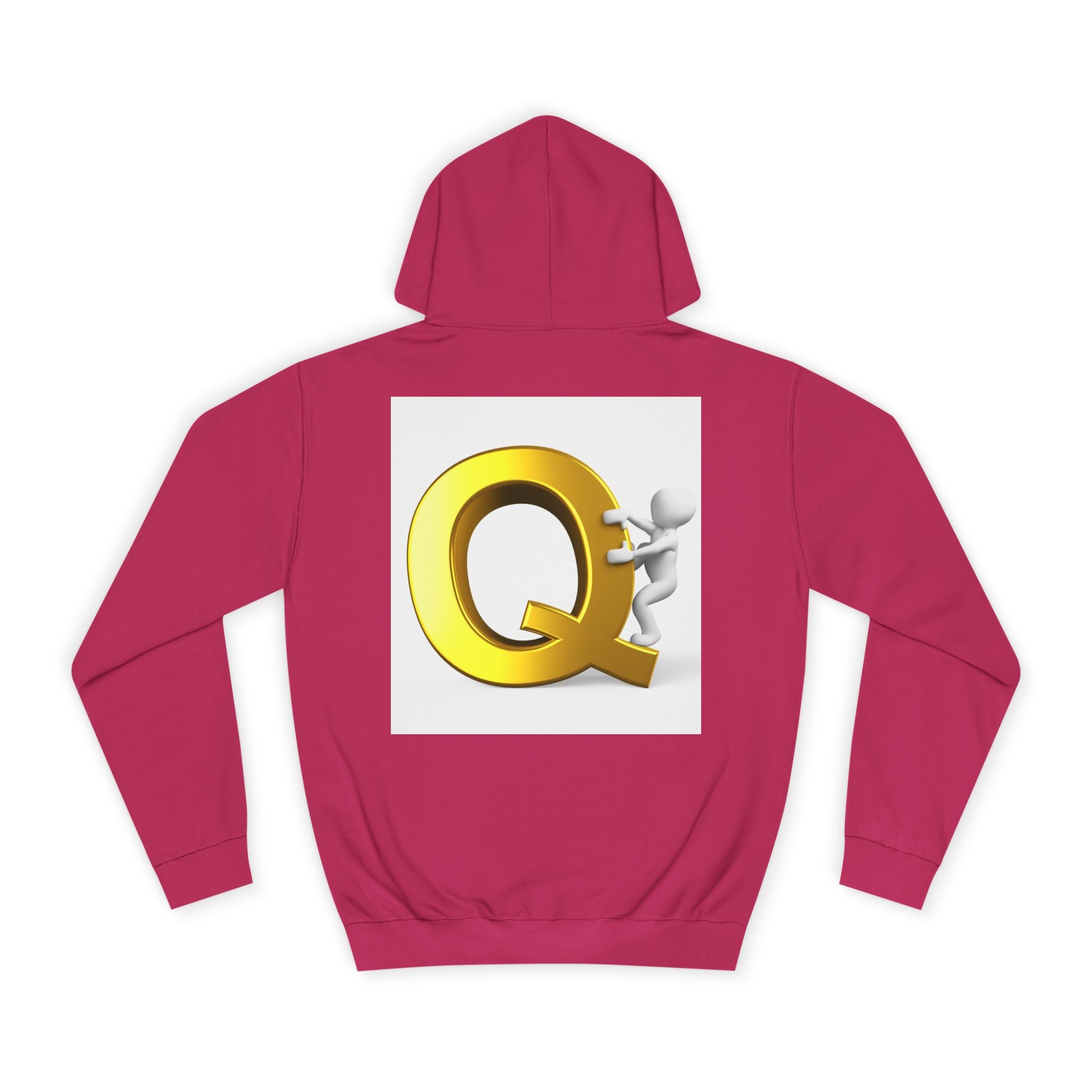 Golden Q Letter Hoodie | 3D Character Climbing Initial Sweatshirt