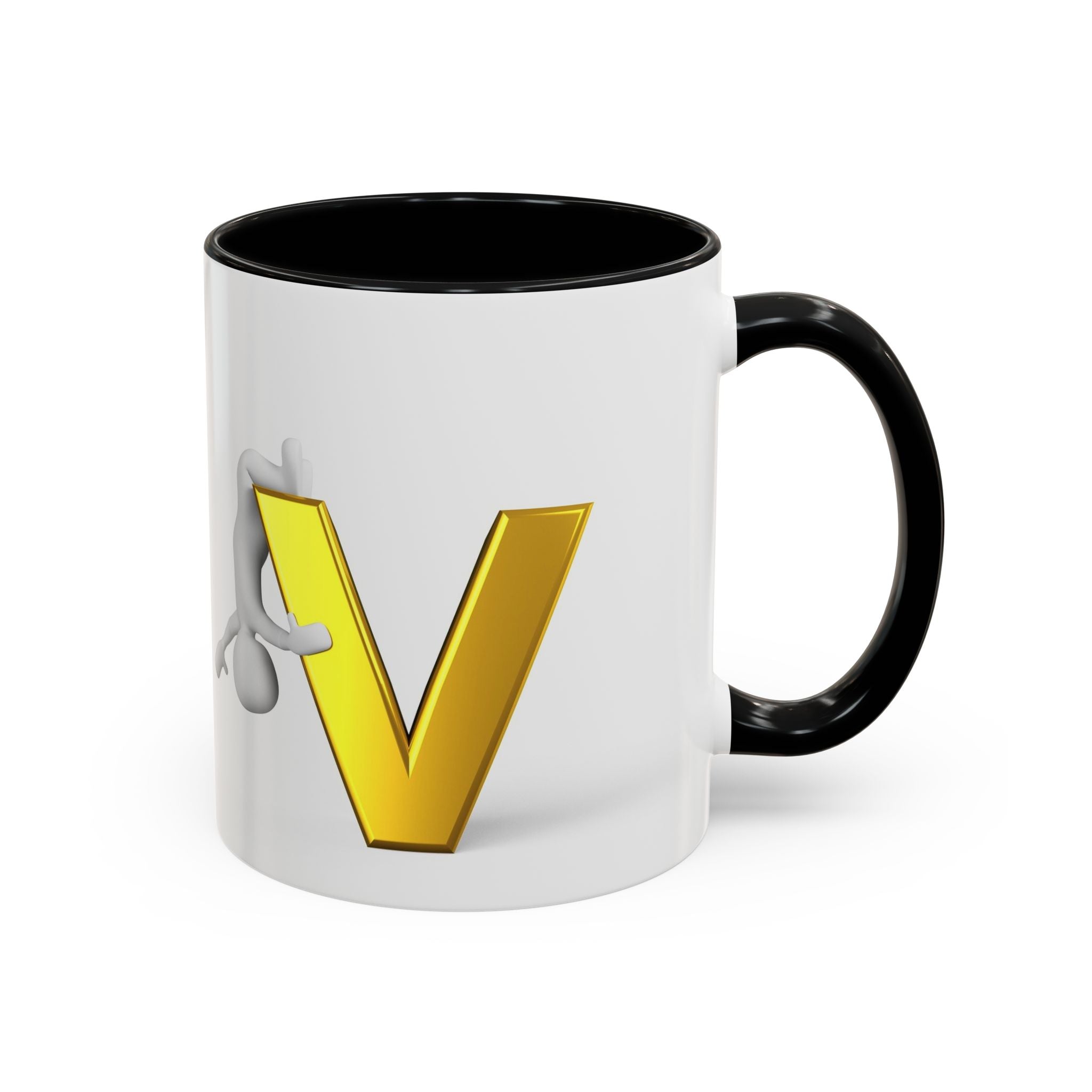Gold Letter V with Figure Mug | Accent Coffee Mug