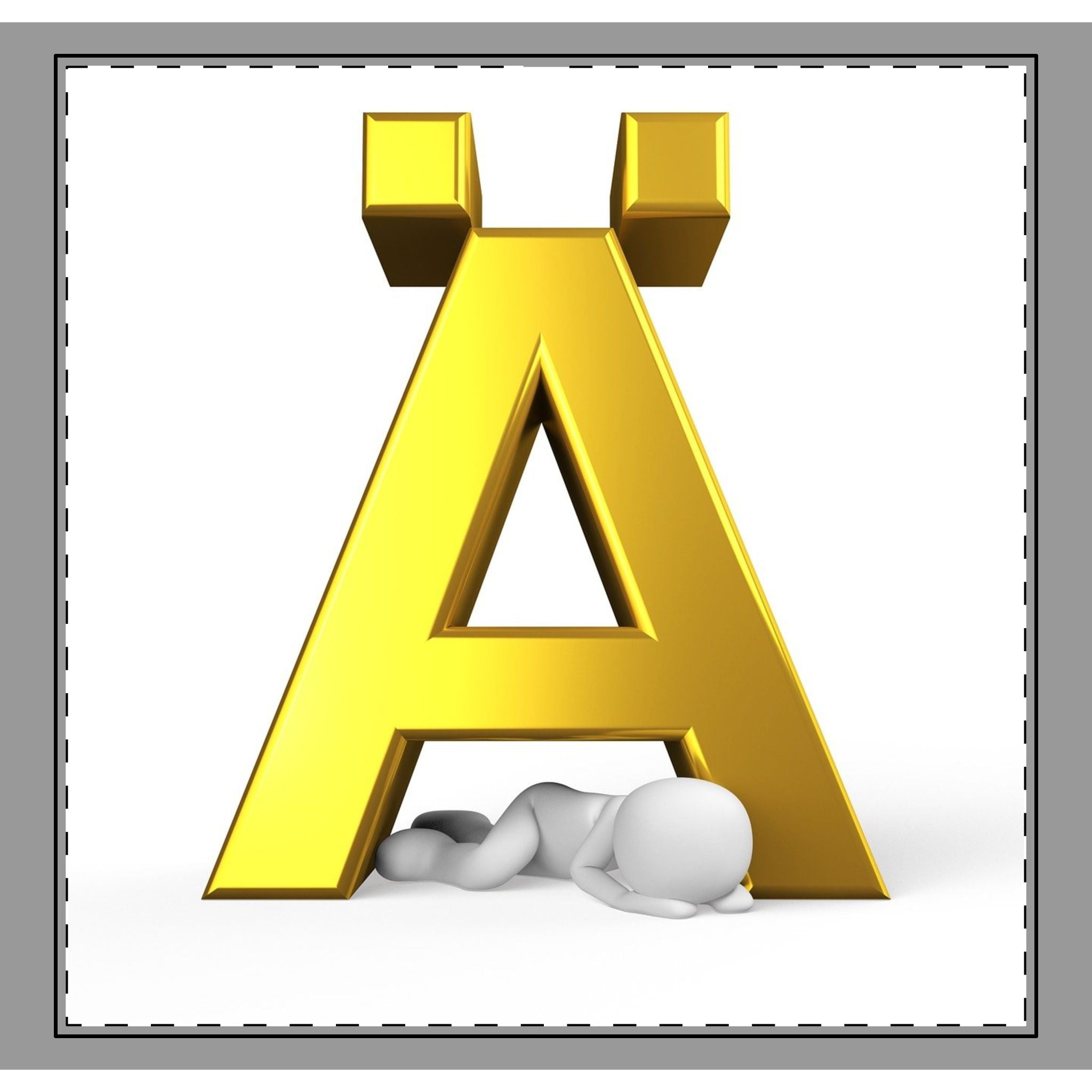 Gold Letter Ä Illustration Throw Pillow | Alphabet Monogram Décor