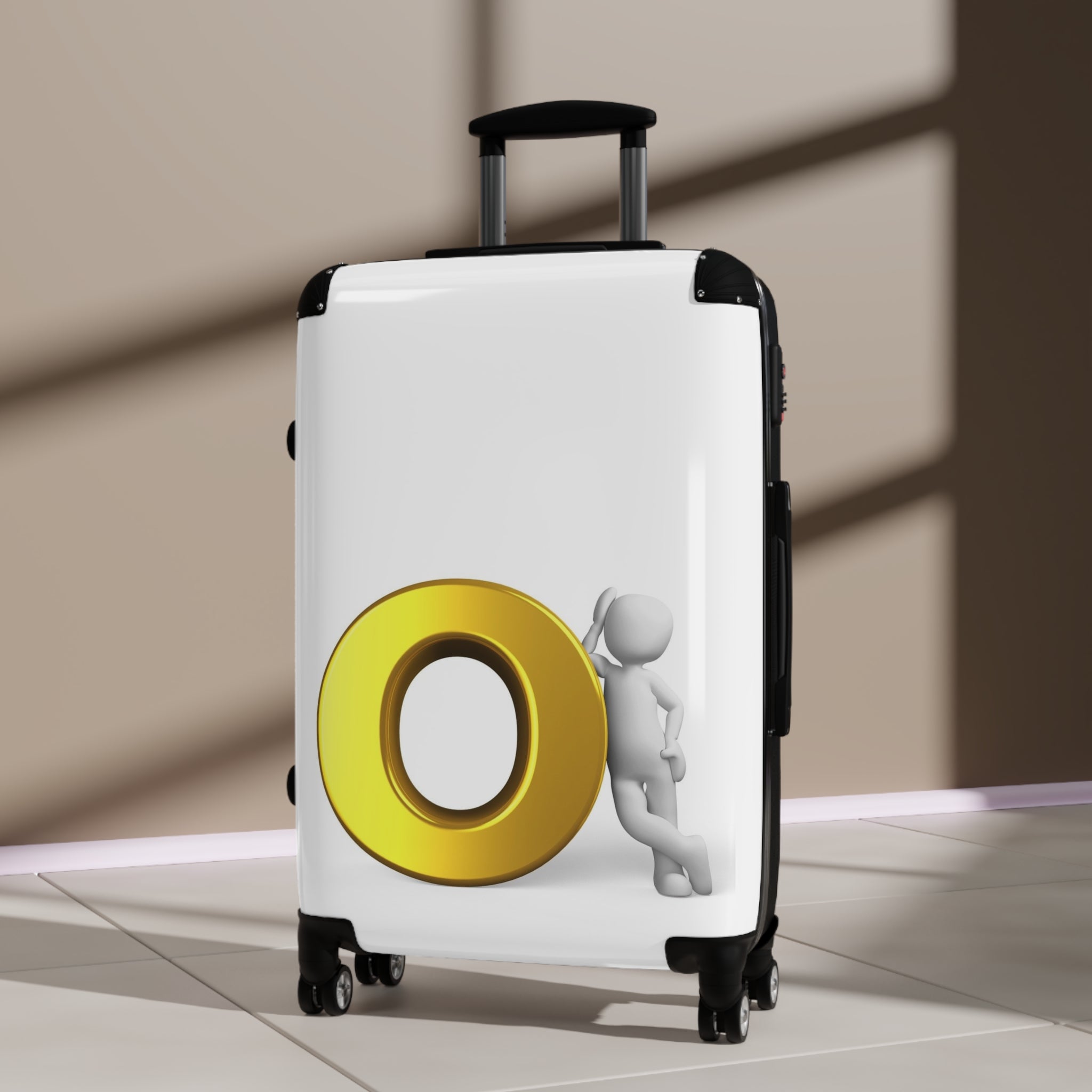 Gold Letter O Leaning Character suitcase | Luggage Cover, Travel Accessory