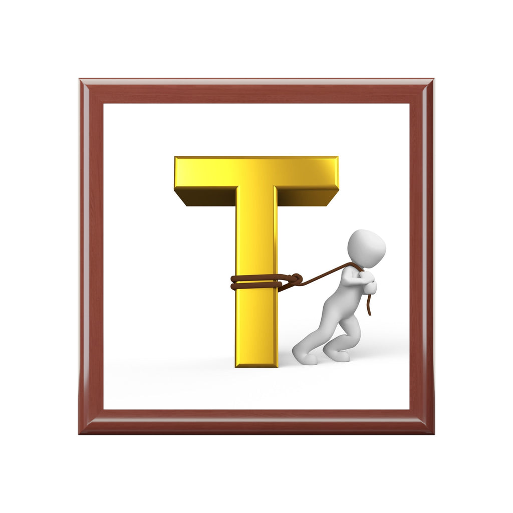 Letter T Sculpture Jewelry Box | Initial Monogram Keepsake