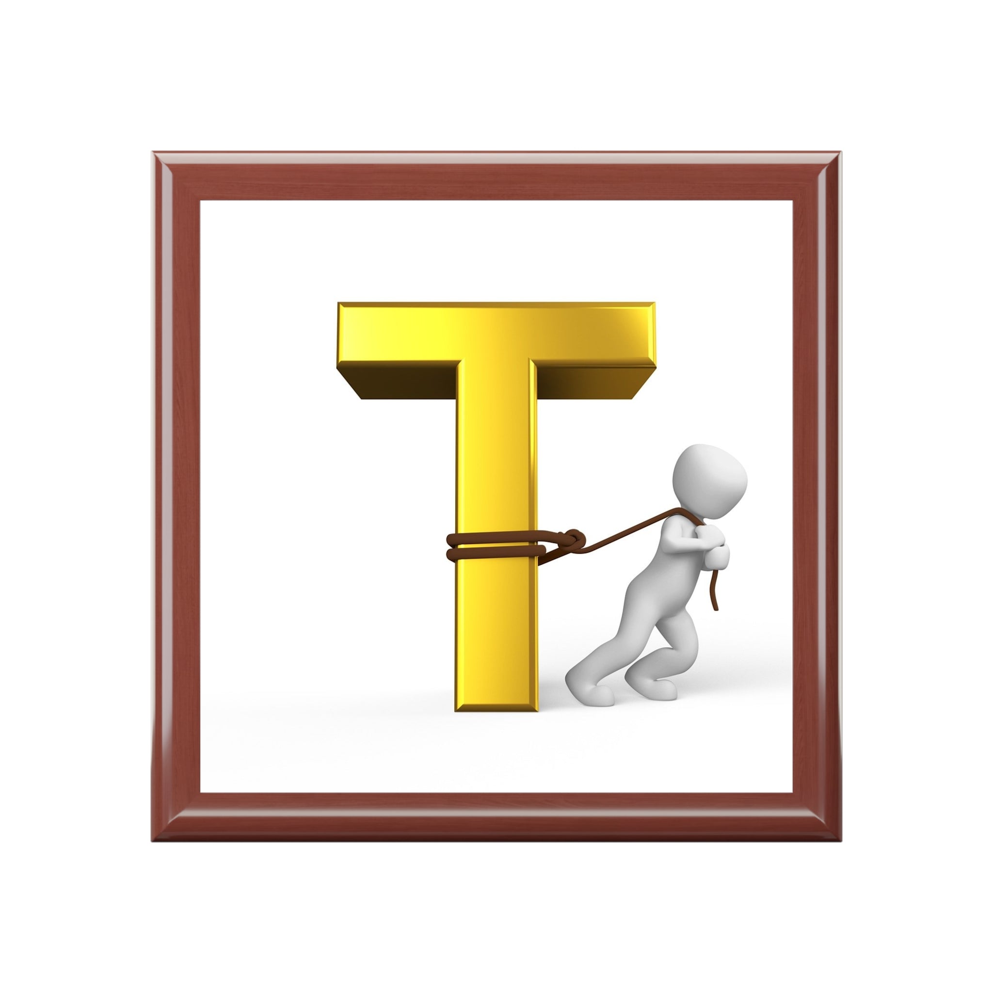 Letter T Sculpture Jewelry Box | Initial Monogram Keepsake