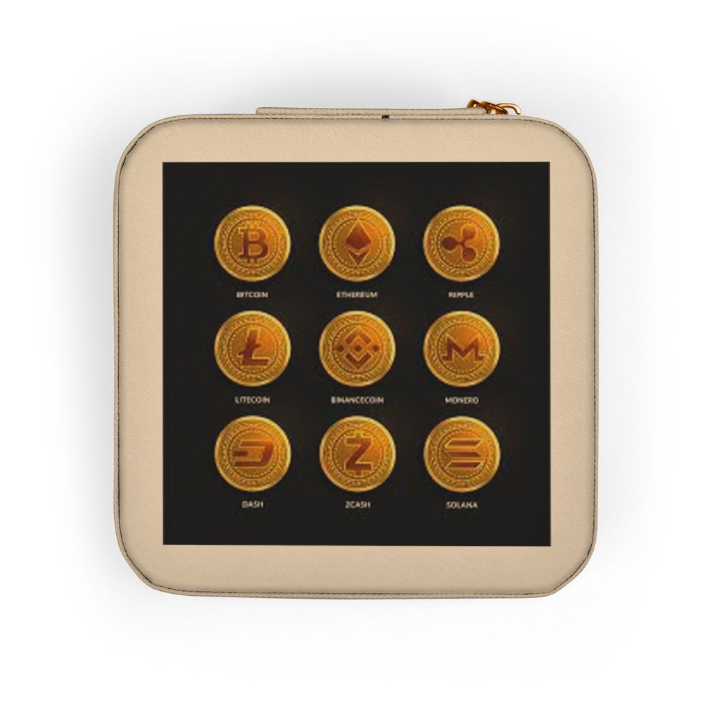 Crypto Currency Coins Jewelry Travel Case | Compact Organizer for Rings Earrings Necklaces