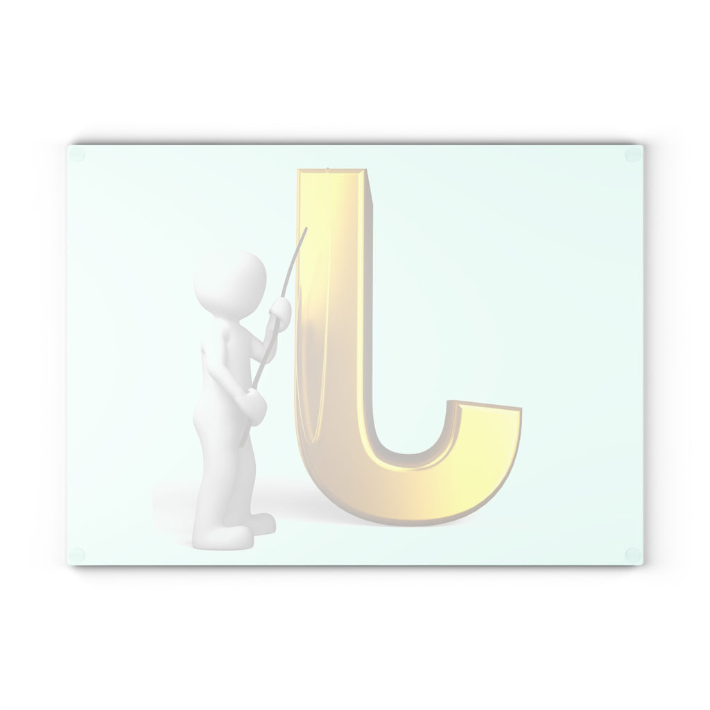 Gold Letter J Initial Glass Cutting Board | Monogram Kitchen Decor