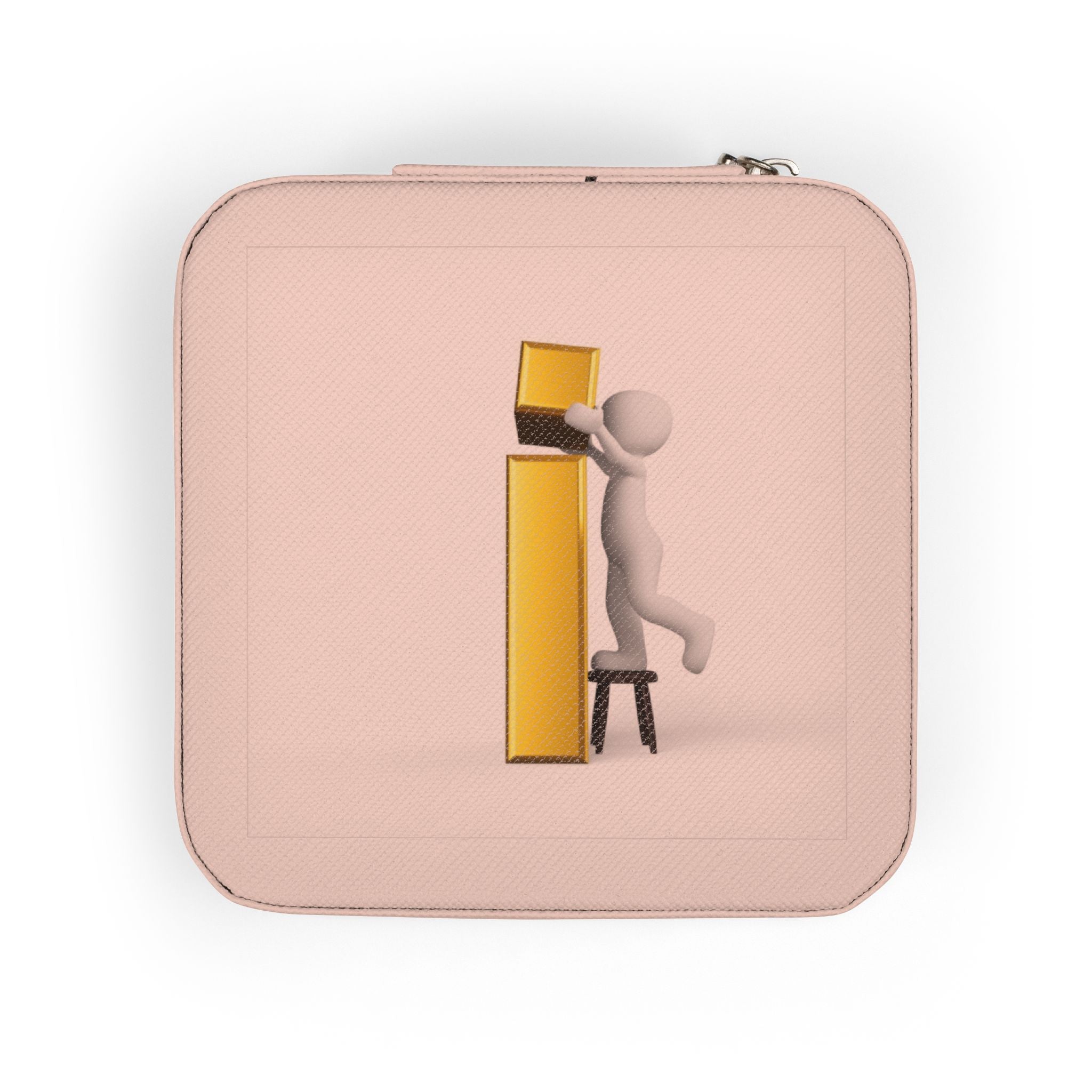 Minimalist 3D Figure Monogram Jewelry Travel Case | Compact Velvet Organizer