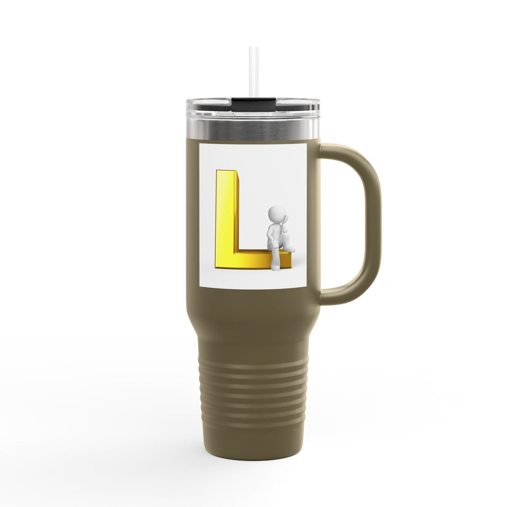 Gold Letter L Monogram Travel Mug | 40oz Insulated Tumbler