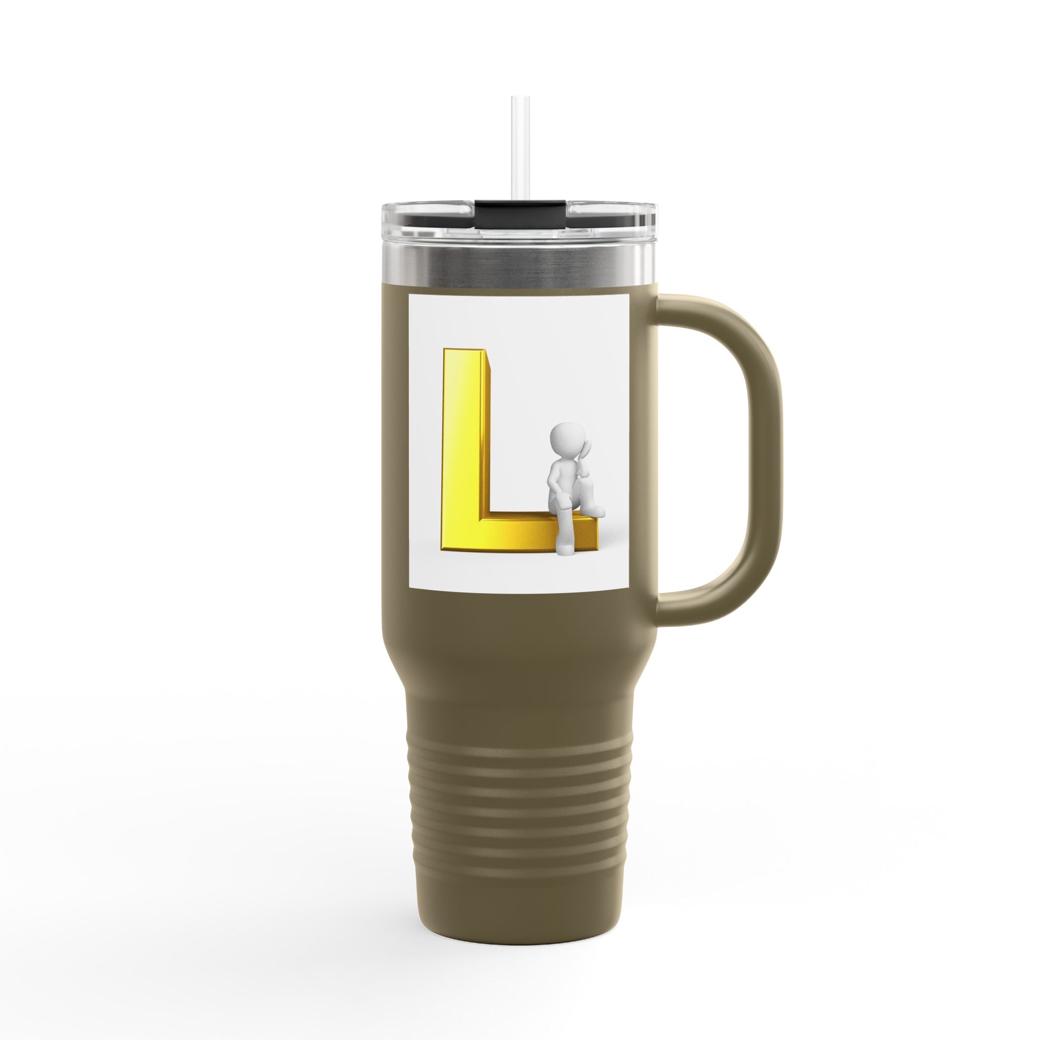 Gold Letter L Monogram Travel Mug | 40oz Insulated Tumbler