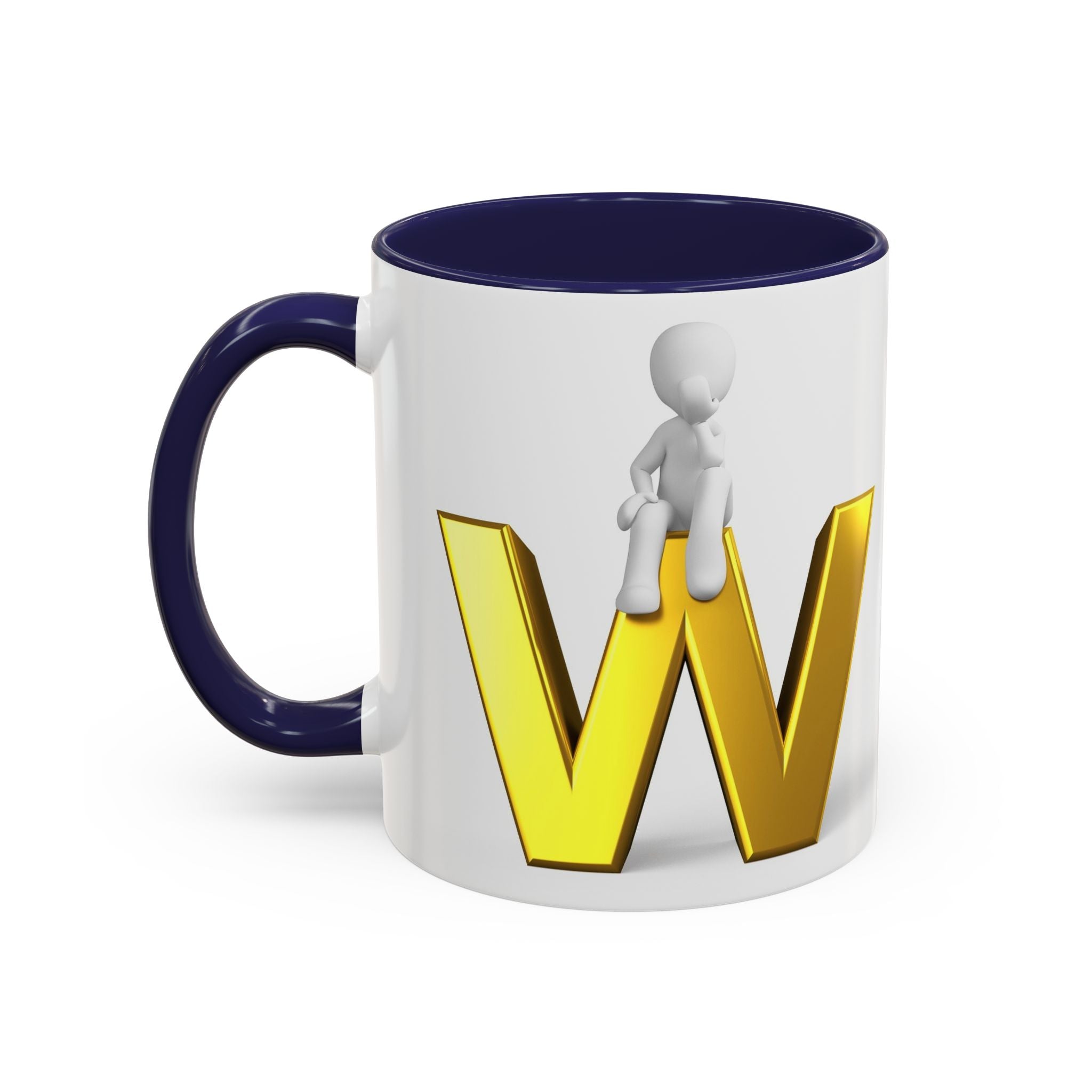 3D Letter W with Sitting Figure Mug | Accent Coffee Mug