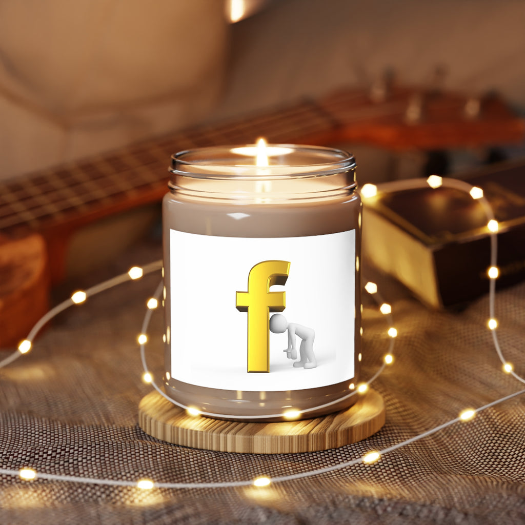 Golden Lowercase F Illustration Candle | Soy Jar Candle, 9oz