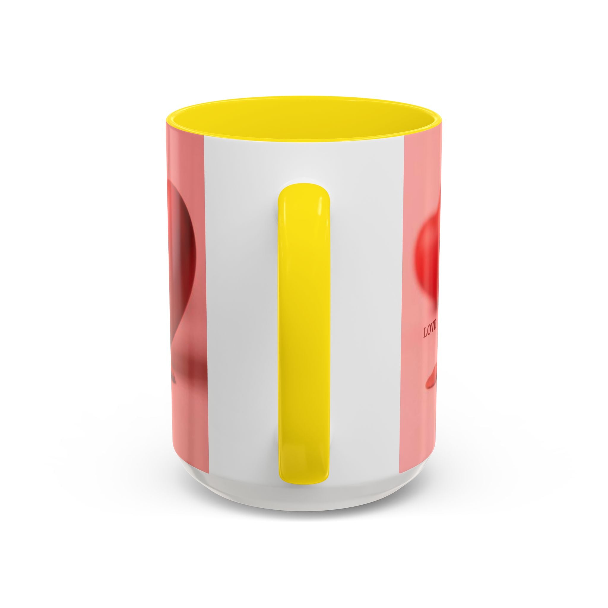 Red Heart Love Design Accent Coffee Mug | Valentine Heart Ceramic Mug