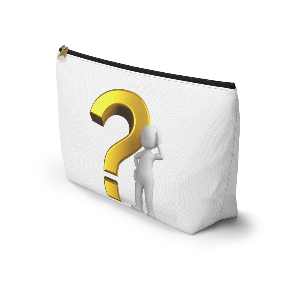 Gold Question Mark with Thinking Figure Accessory Pouch
