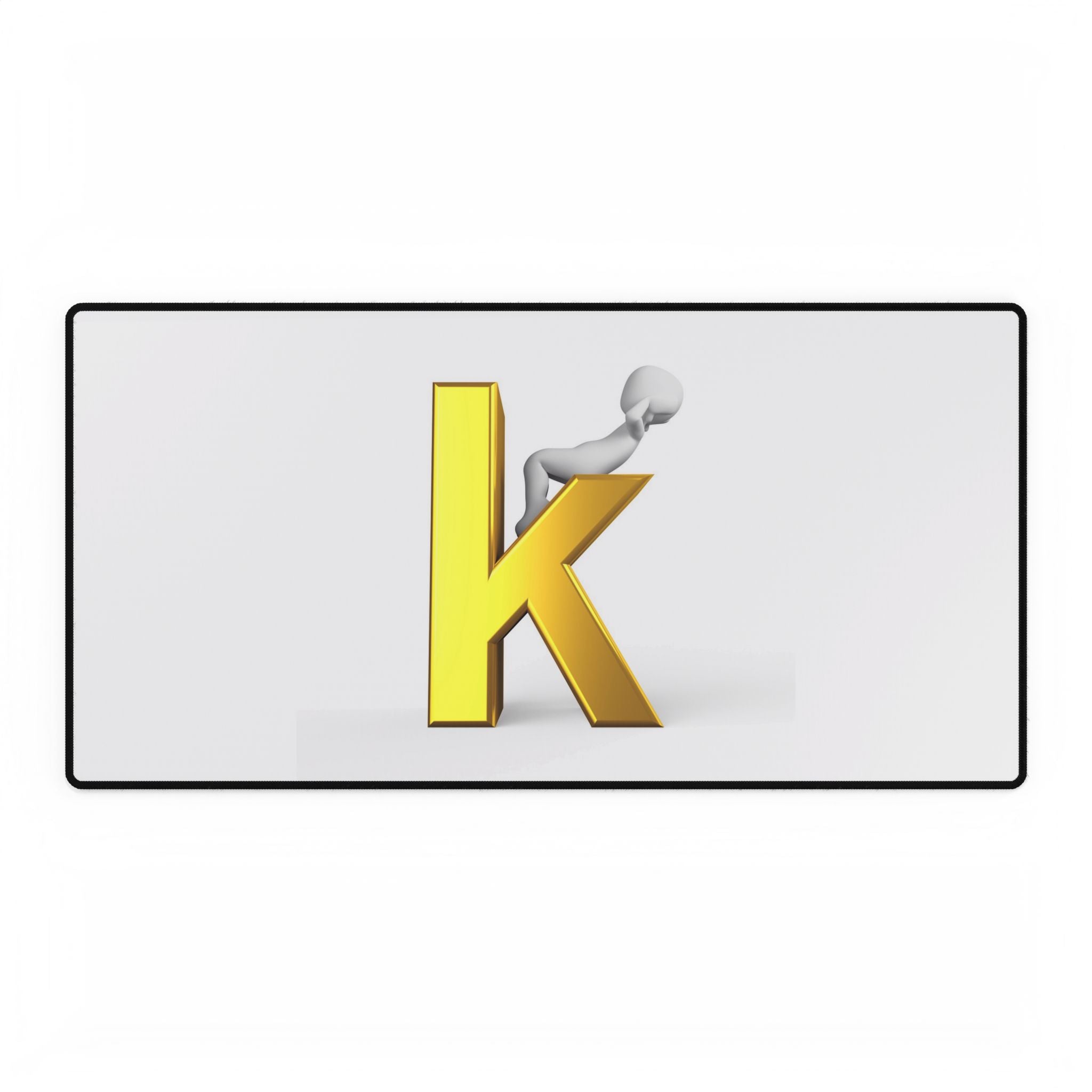 Tapis de bureau illustration lettre K dorée | Tapis de clavier monogramme