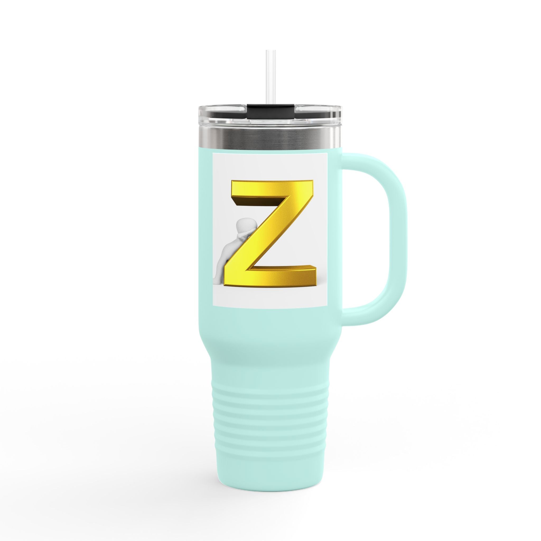 Gold 3D Letter Z Travel Mug | 40oz Insulated Tumbler