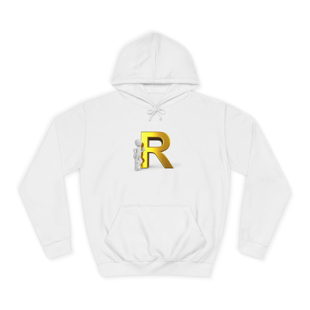 Gold Letter R Hoodie | 3D Character Leaning on R