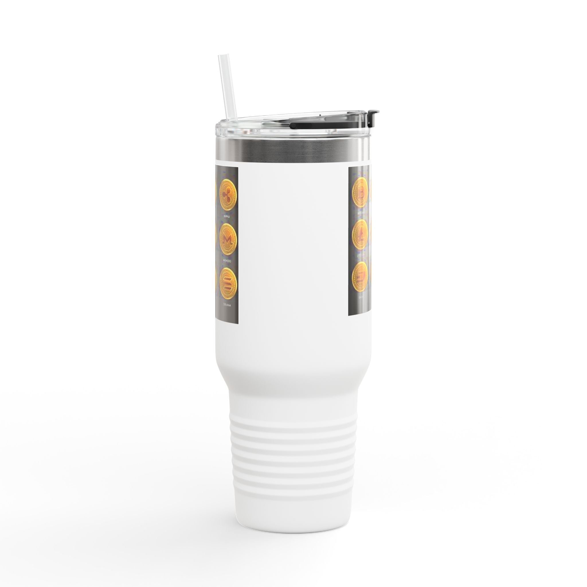 Mug de voyage isotherme 40 oz avec icônes de crypto-monnaies | Gobelet isotherme