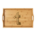 Lowercase Letter T Bamboo Serving Tray | Engraved Monogram Wooden Tray