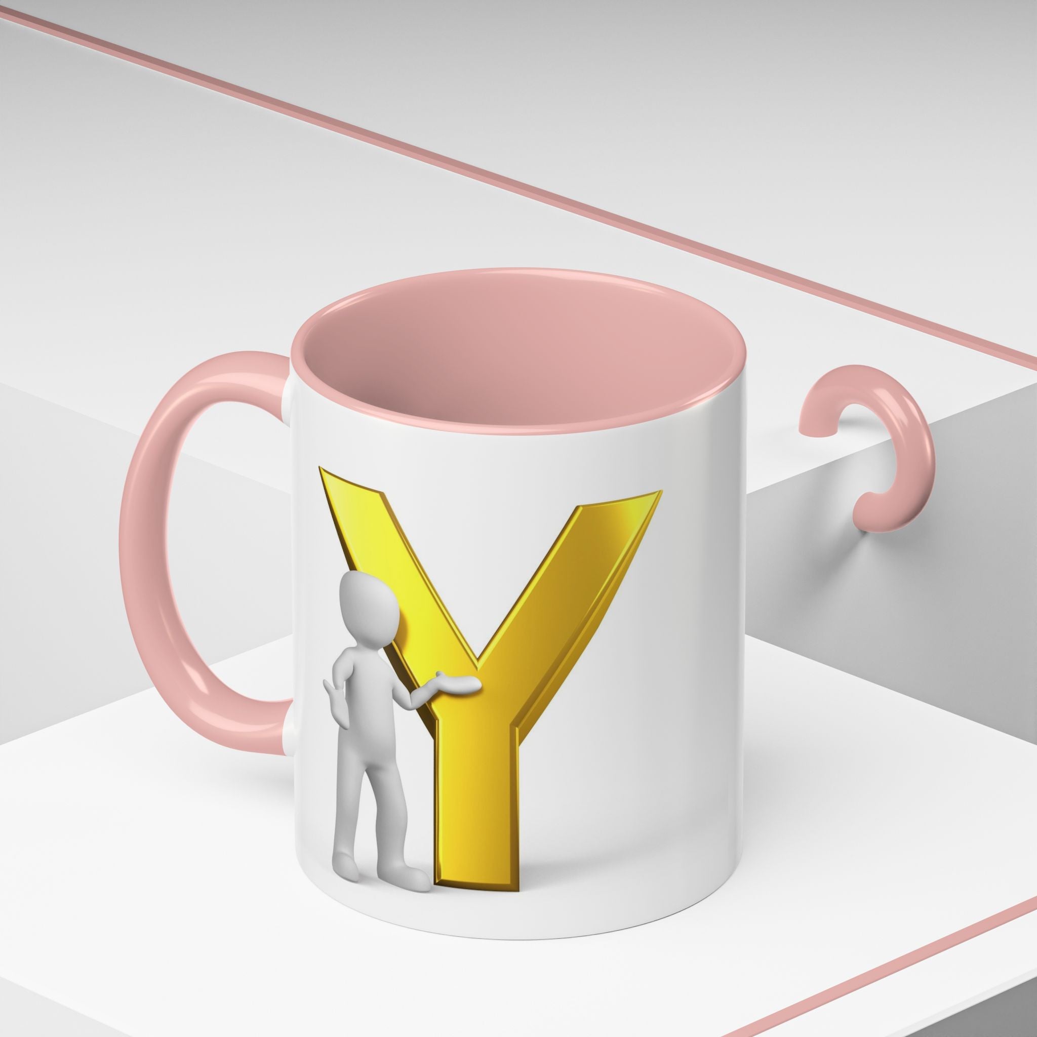 Goldbuchstabe Y mit Motiv Kaffeetasse | Akzentgriff und Innenseite