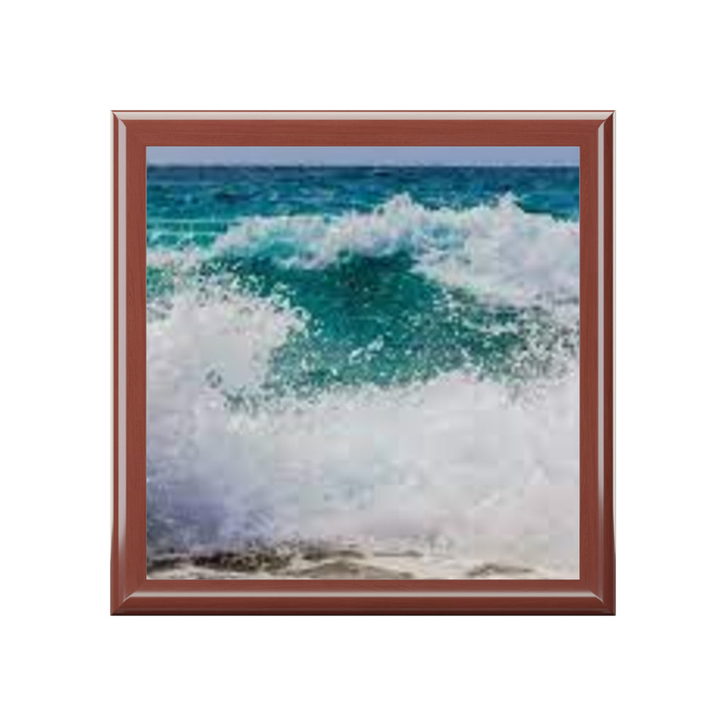 Ocean Wave Jewelry Box | Seascape Trinket Box, Coastal Home Decor