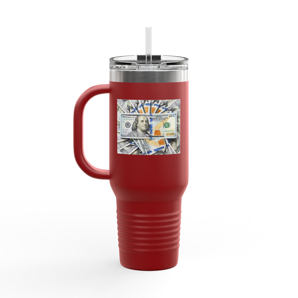 Stacked Hundred Dollar Bills Insulated Travel Mug | 40oz