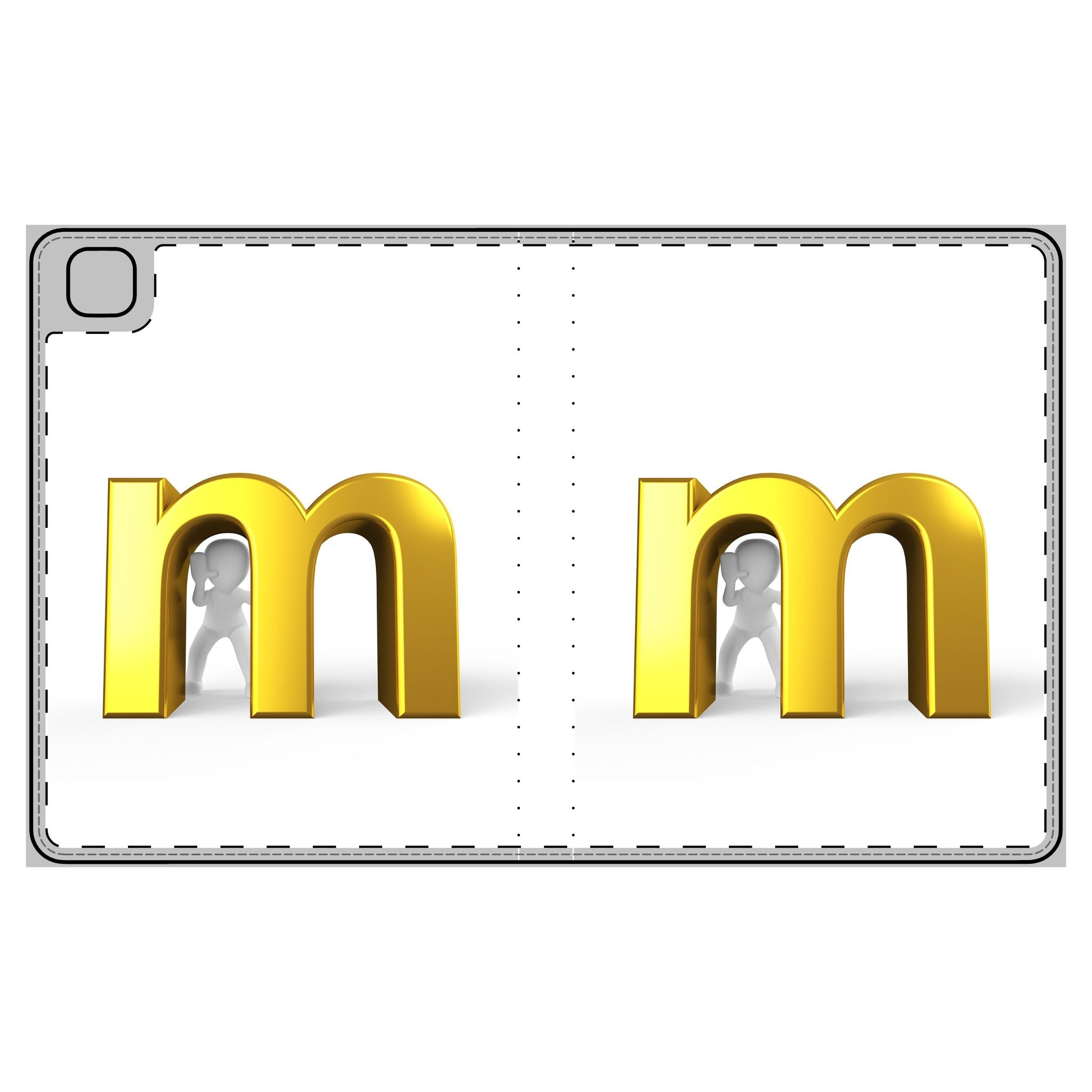 Gold Letter M Monogram Tablet Folio Case | Initial M Tablet Cover