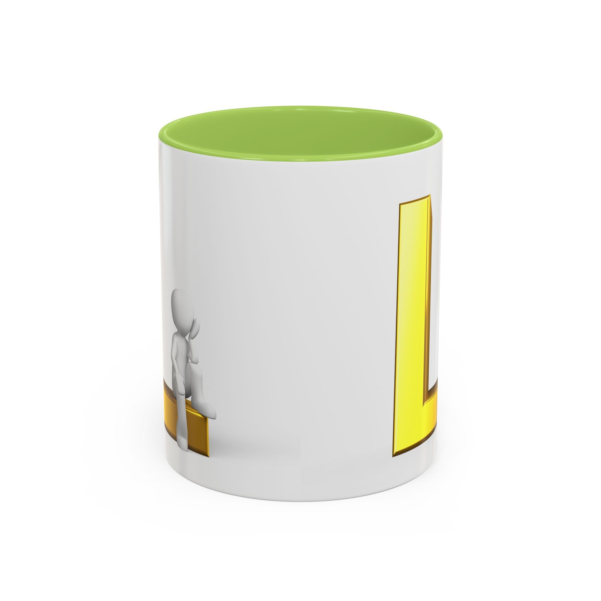 Mug 3D Personne assise sur la lettre L en Or | Mug à anse colorée 325ml 444ml